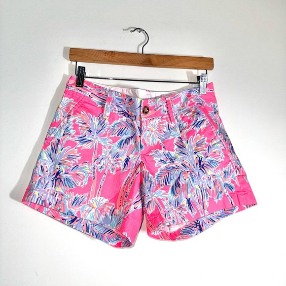 Lilly Pulitzer Flamingo Pink Nice Stems 5" Callahan Shorts - Picture 2 of 9